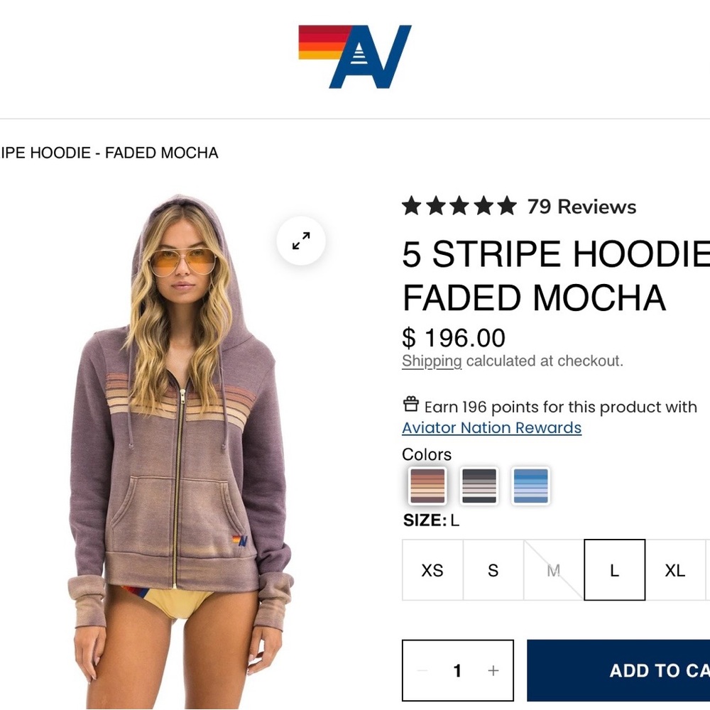 Aviator Nation Hoodie with Multicolor Stripes